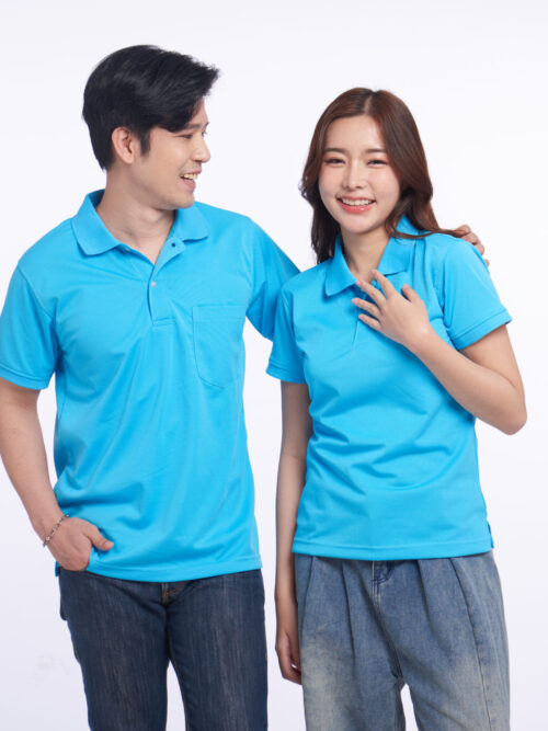 เสื้อโปโลสีฟ้าล้วน